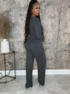 Nobody like me ribbed set - charcoal