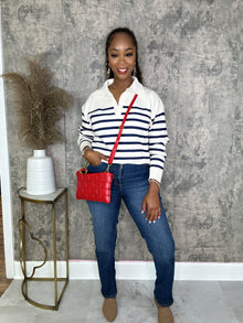  Preppy “blue stripes”Sweater