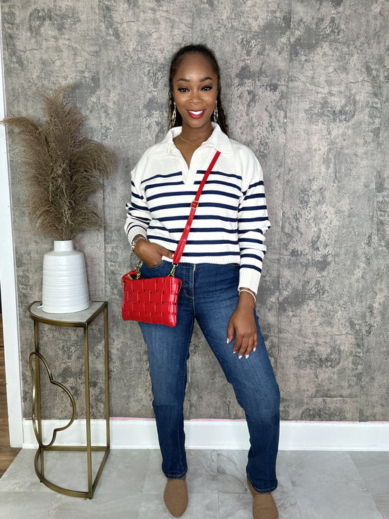 Preppy “blue stripes”Sweater